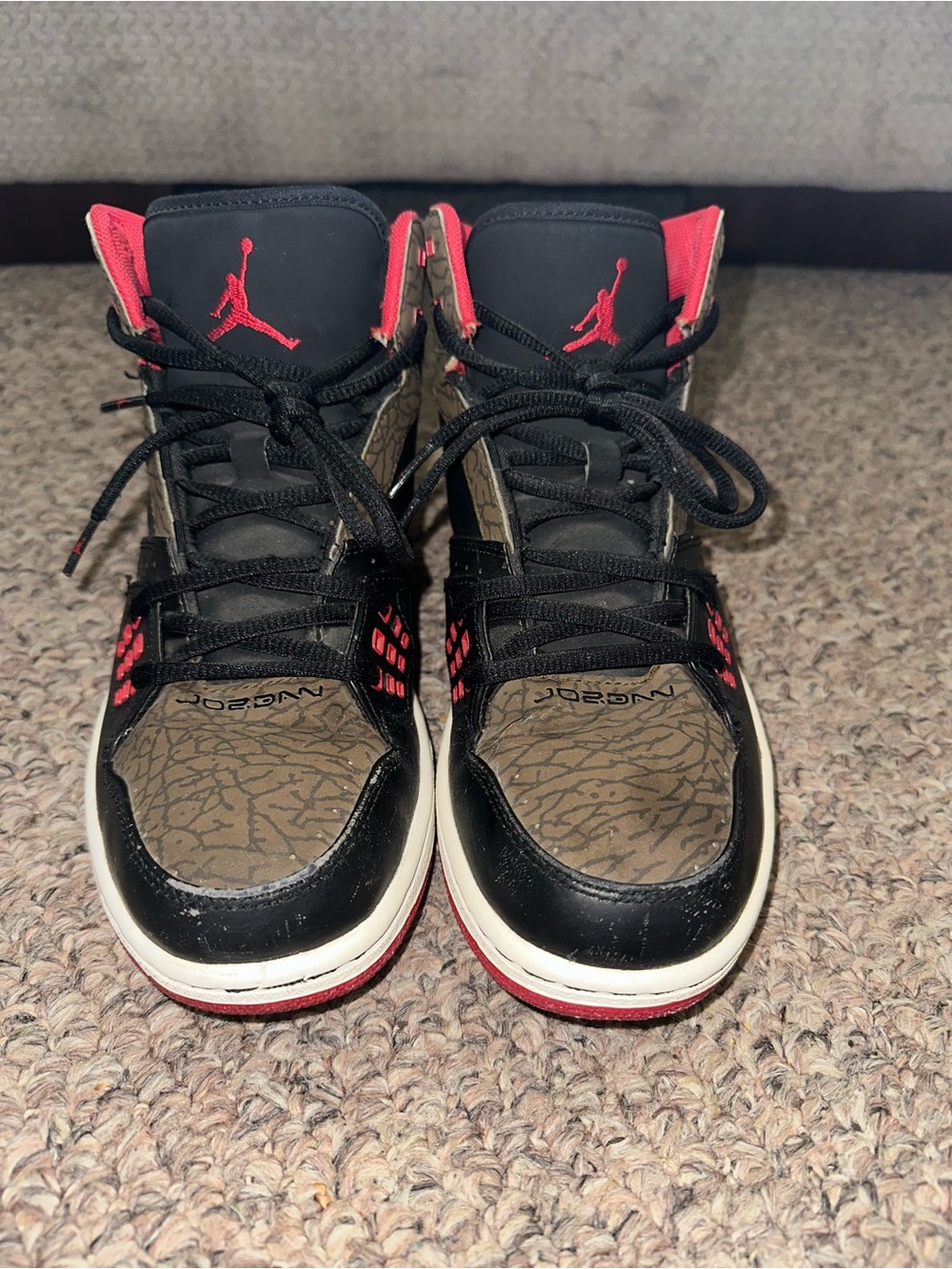 Jordan Men's Flight High-Top Athletic Sneakers in Black, Brown, and Red